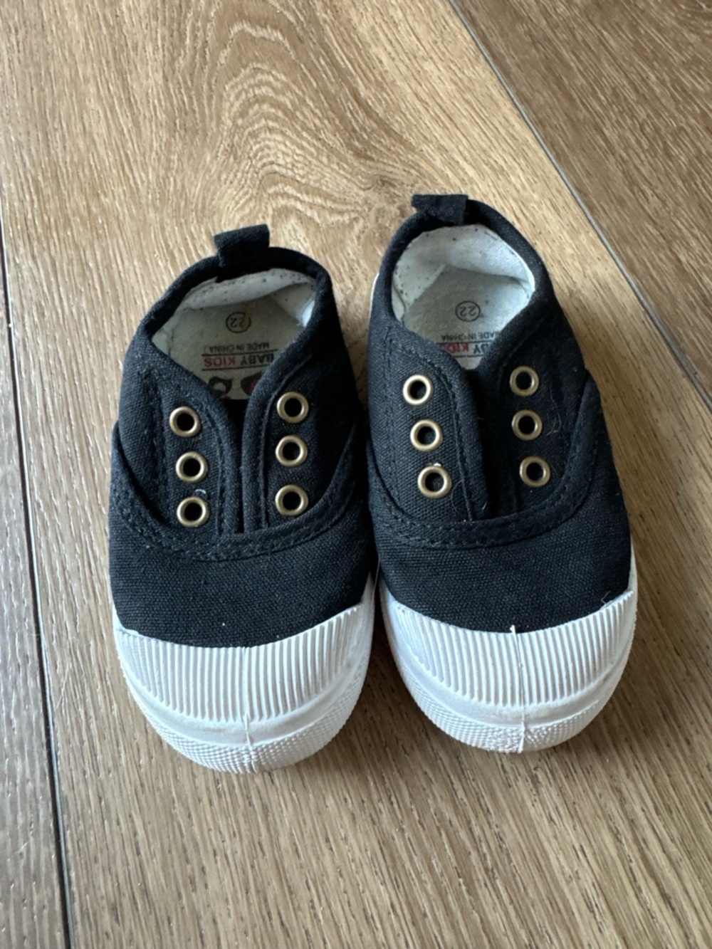 Toddler Black Canvas Slip-On Sneakers